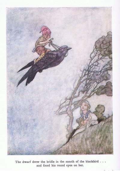 The dwarf drew the bridle in the mouth of the blackbird and fixed his round eyes on her by Charles Robinson